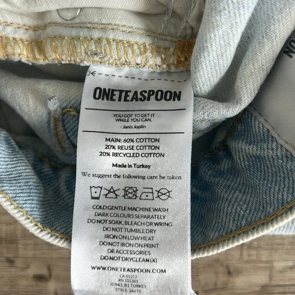 One Teaspoon Light Blue Distressed Jean Shorts - Picture 4 of 6